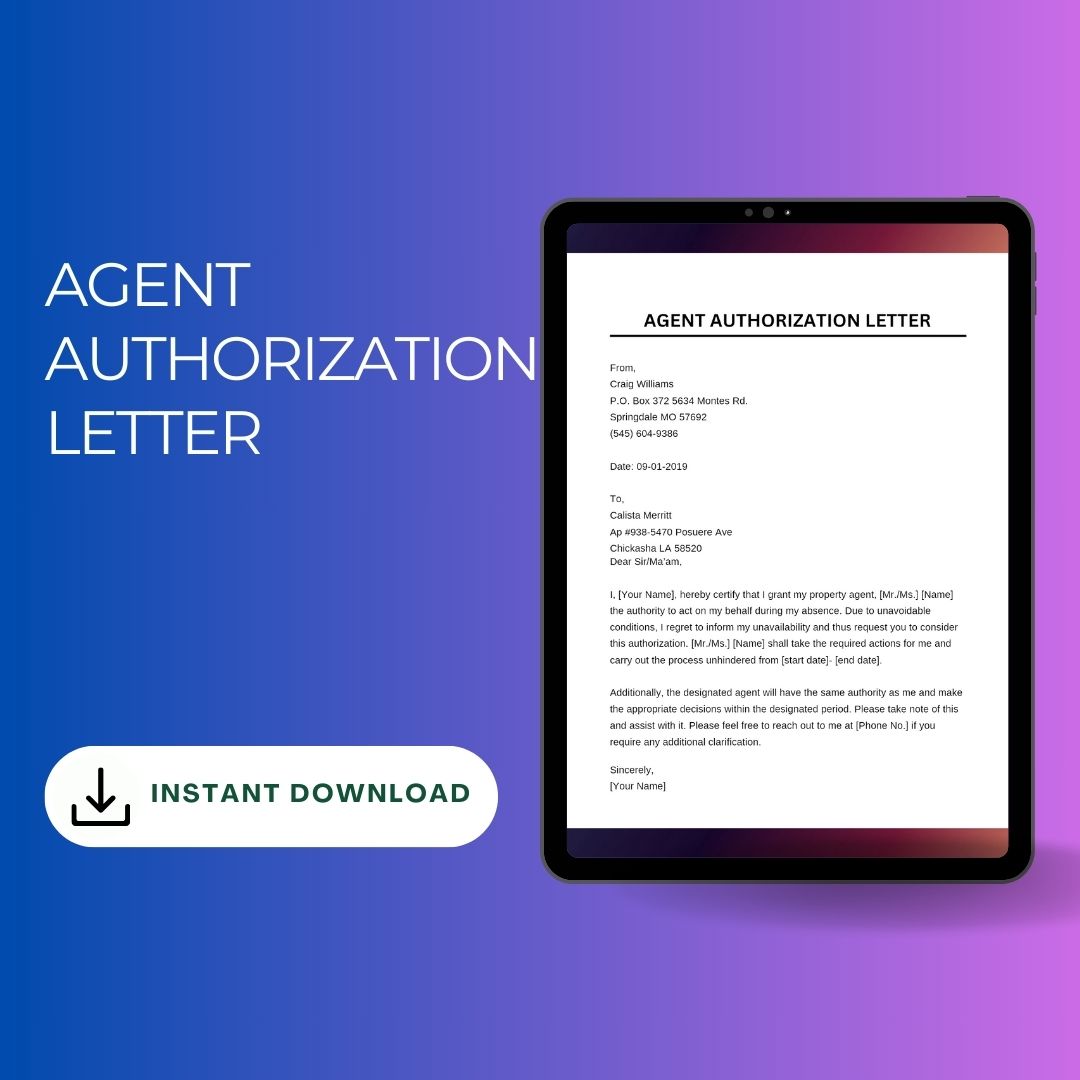 Authorized Agent Letter