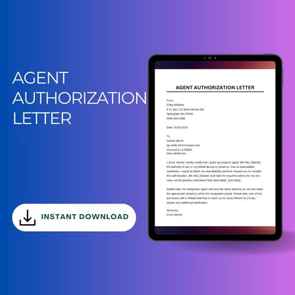 Authorized Agent Letter