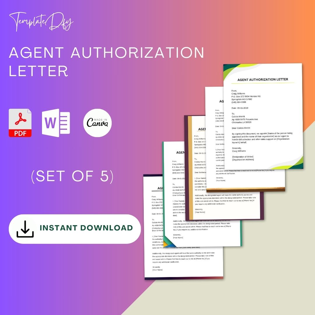 Agent Authorization Letter in PDF & Word