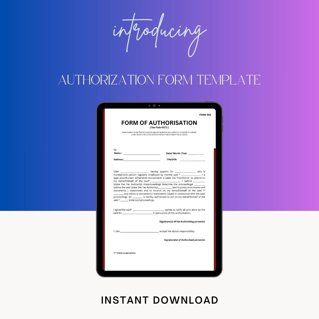 Authorization Form Template Blank Printable in PDF Word