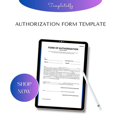 Authorization Form Template Blank Printable in PDF Word