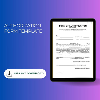 Authorization Form Template Blank Printable in PDF Word