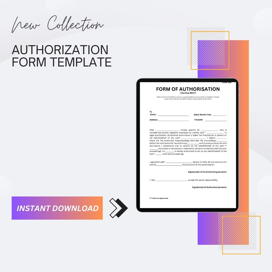 Authorization Form Template Blank Printable in PDF Word