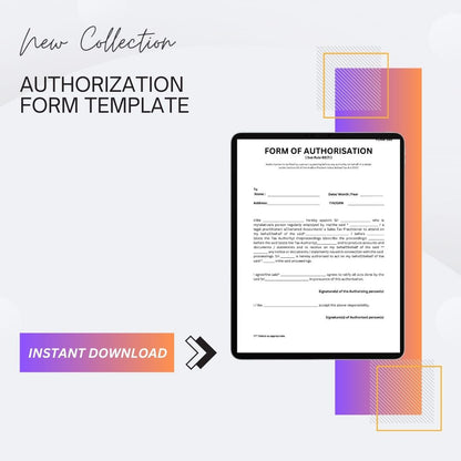 Authorization Form Template Blank Printable in PDF Word