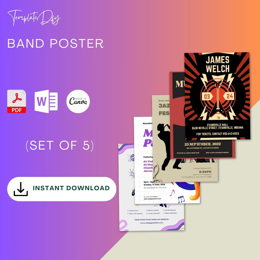 Band Poster Templates Printable in PDF & Word Editable