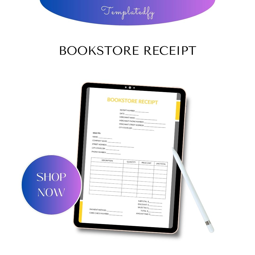 Bookstore Receipt Template Blank Printable [Pdf, Word Excel]