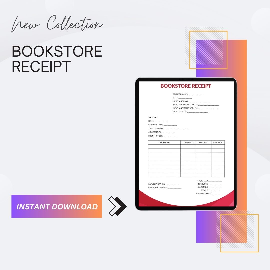 Bookstore Receipt Template Blank Printable [Pdf, Word Excel]