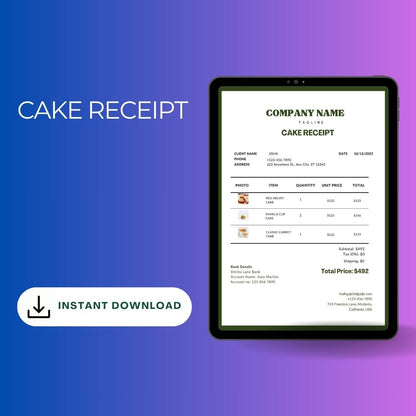 Cake Receipt Template Blank Printable [Pdf, Excel & Word]