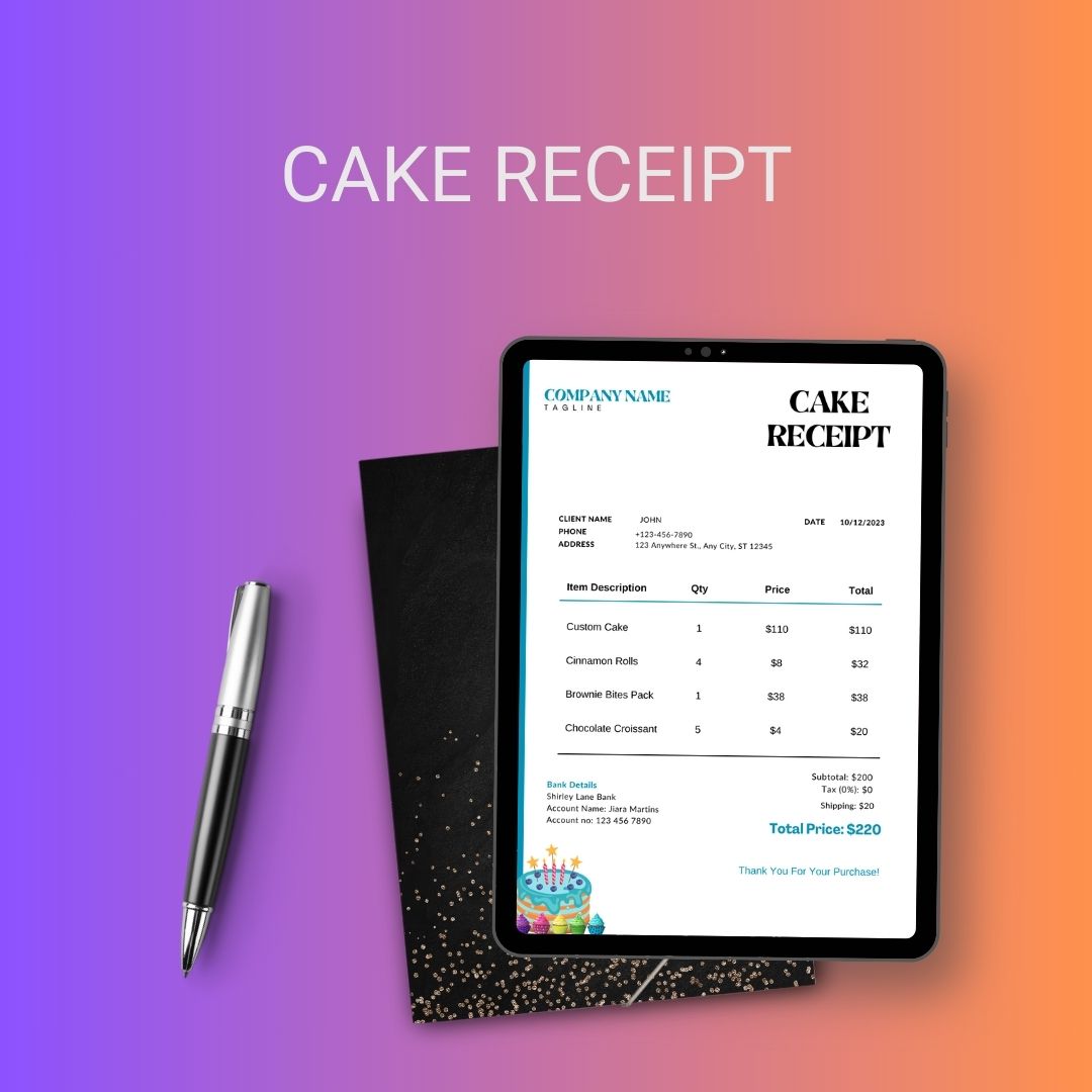 Cake Receipt Template Blank Printable [Pdf, Excel & Word]