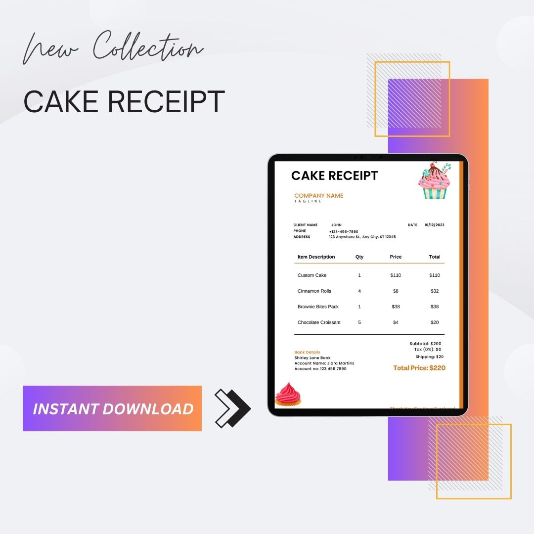 Cake Receipt Template Blank Printable [Pdf, Excel & Word]