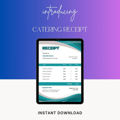 Catering Receipt Template Blank Printable [Pdf Excel & Word]