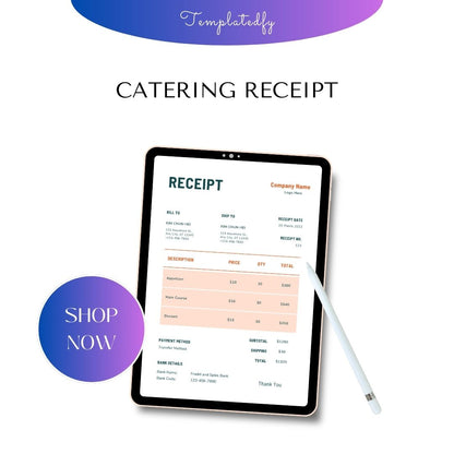 Catering Receipt Template Blank Printable [Pdf Excel & Word]