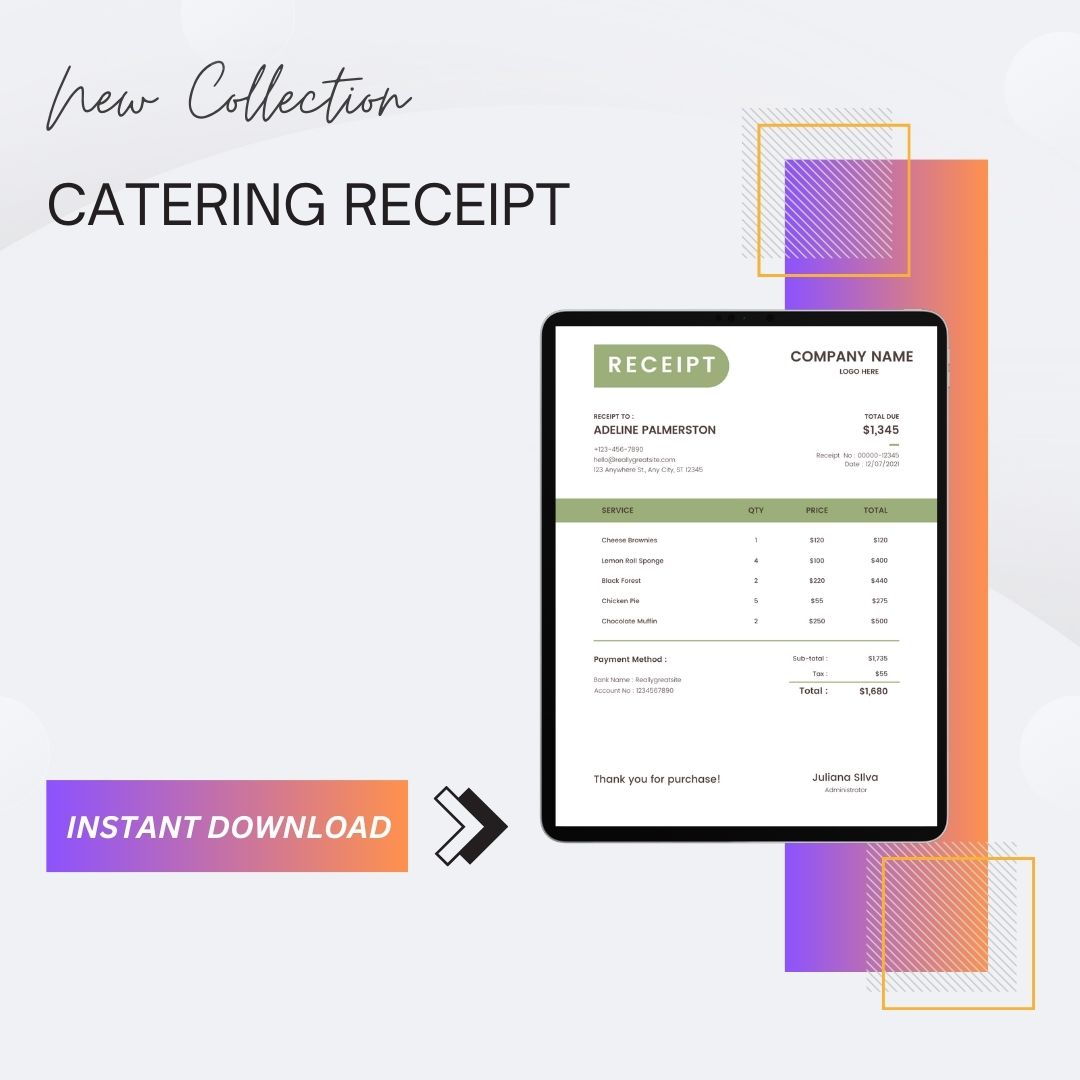 Catering Receipt Template Blank Printable [Pdf Excel & Word]