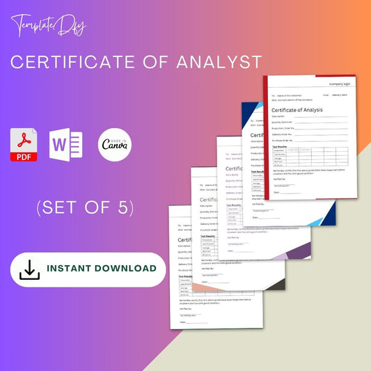 Certificate of Analysis Blank Printable Template PDF & Word