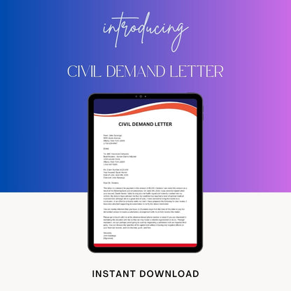 Civil Demand Letter Sample with Examples [Word Editable]