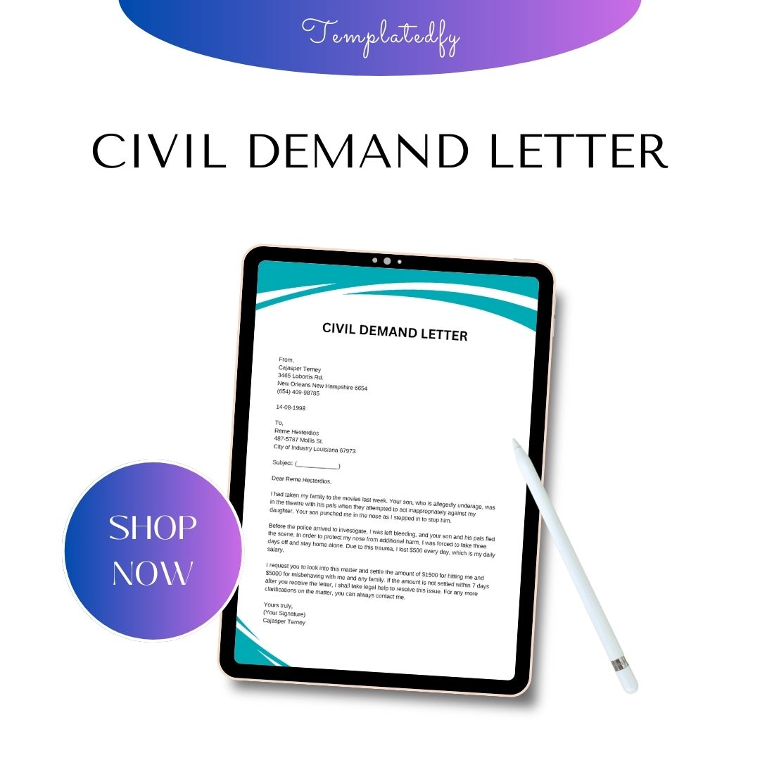 Civil Demand Letter Sample with Examples [Word Editable]