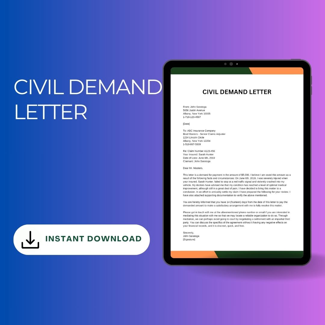 Civil Demand Letter Sample with Examples [Word Editable]