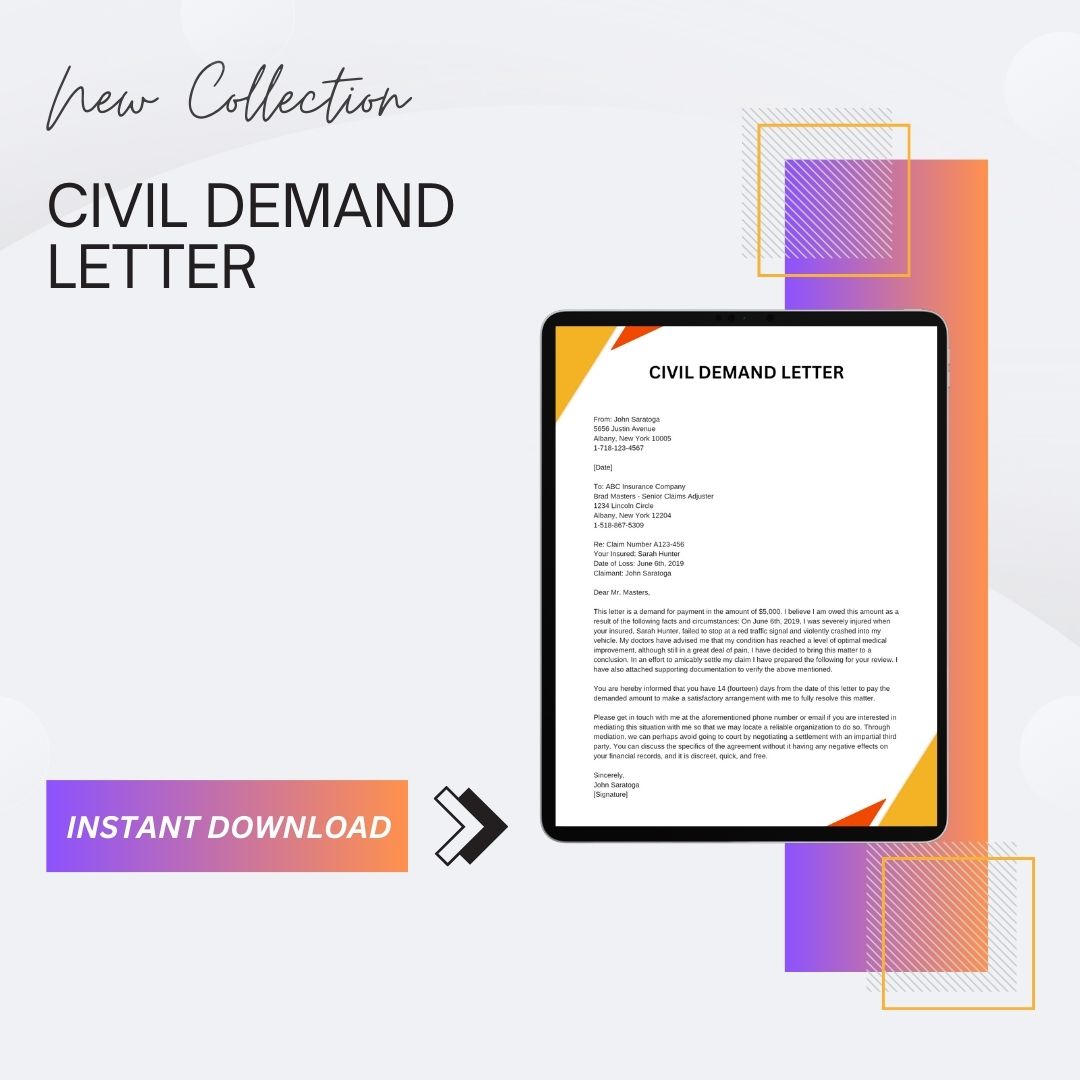 Civil Demand Letter Sample with Examples [Word Editable]