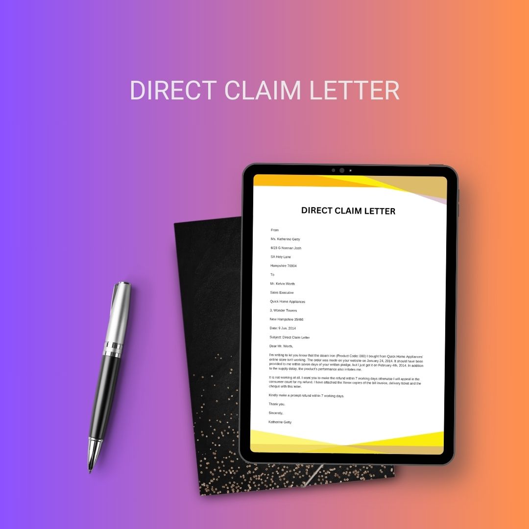 Direct Claim Letter Sample Template with Example [Word]