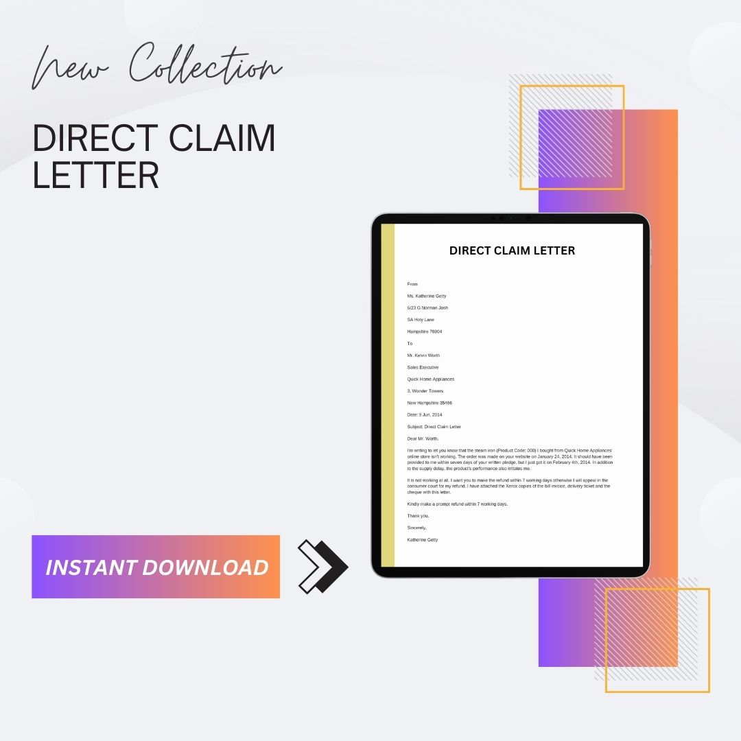 Direct Claim Letter Sample Template with Example [Word]