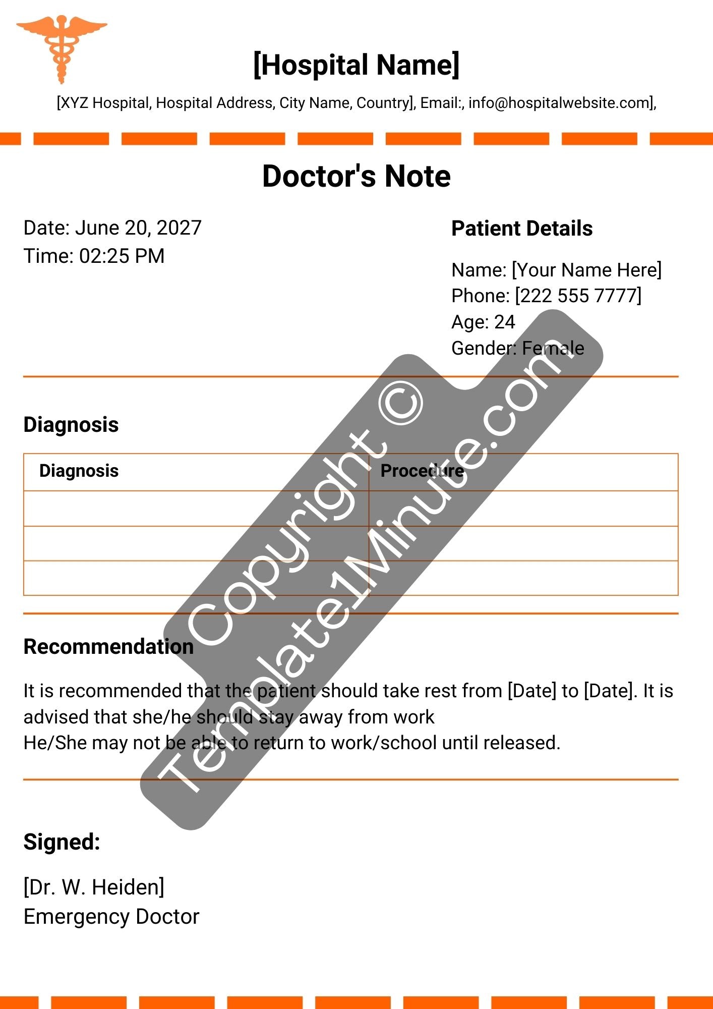 Doctors Note Printable Template in PDF & Word