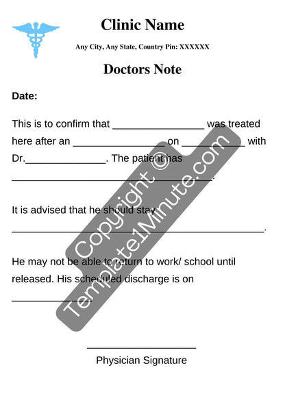 Doctors Note Printable Template in PDF & Word