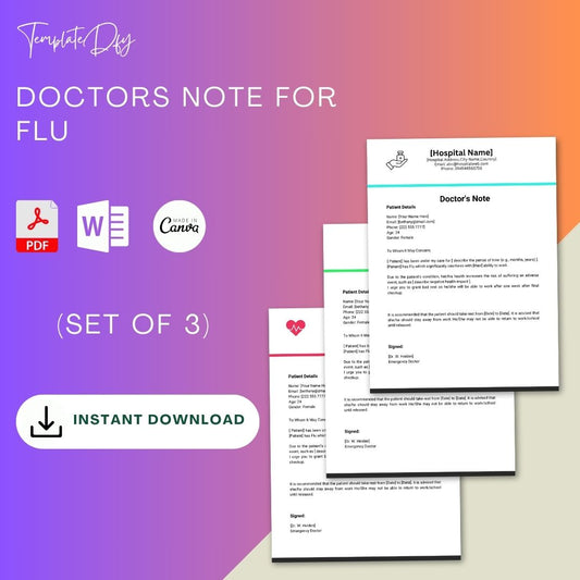 Doctors Note for Flu Template Printable [Word Editable]