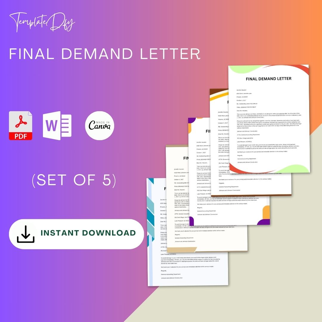 Final Demand Letter Sample with Examples [Word Editable]