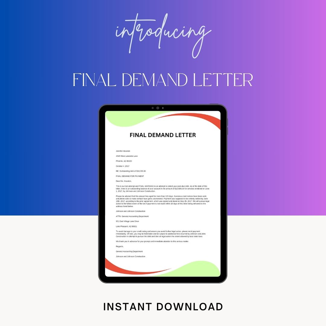 Final Demand Letter Sample with Examples [Word Editable]