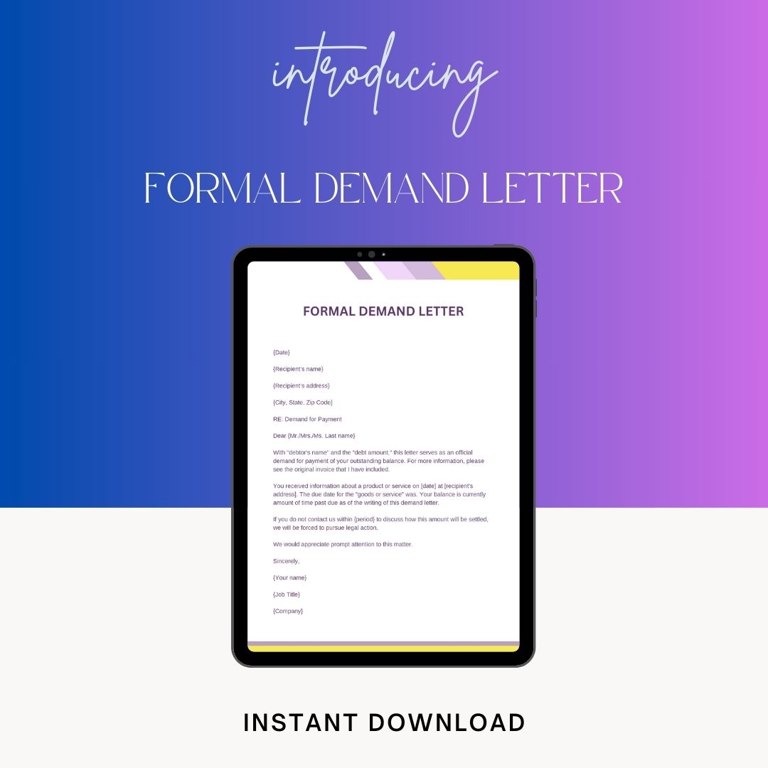 Formal Demand Letter Sample with Examples [Word Editable]