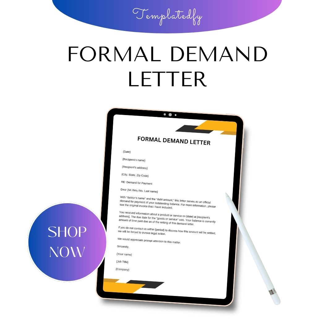 Formal Demand Letter Sample with Examples [Word Editable]