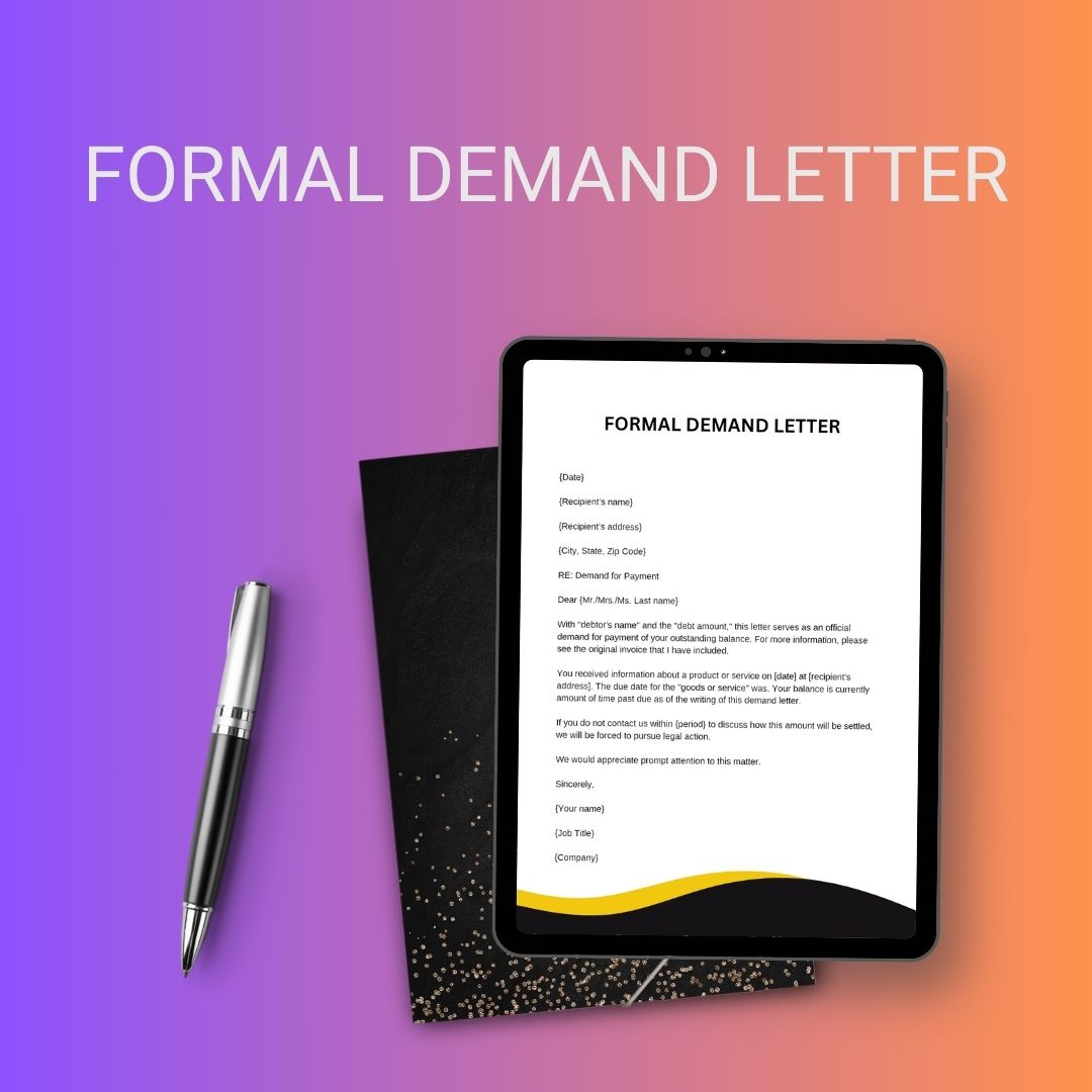 Formal Demand Letter Sample with Examples [Word Editable]