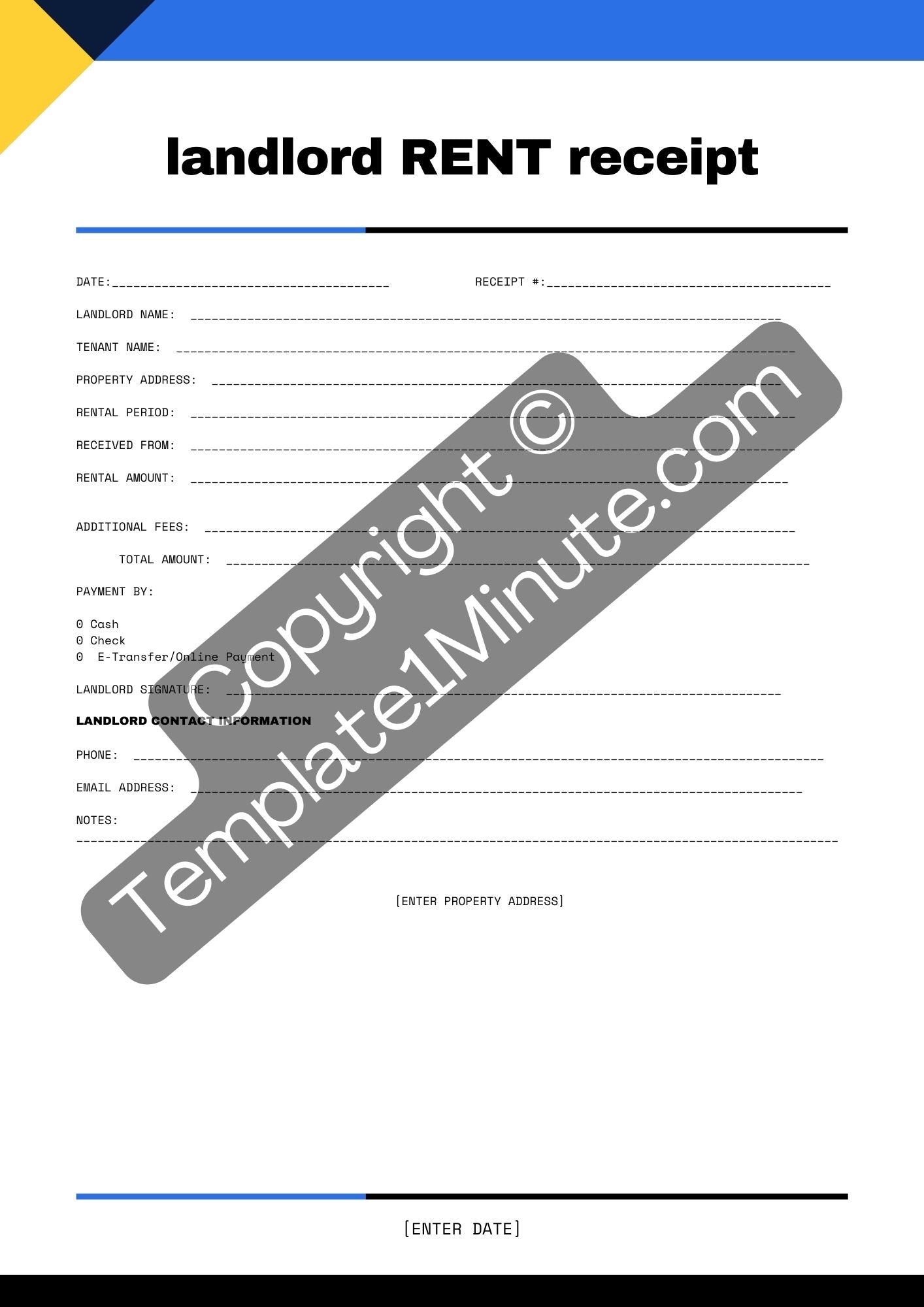 Landlord Rent Receipt Template [PDF & Word] (Pack of 5)