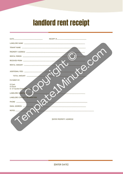 Landlord Rent Receipt Template [PDF & Word] (Pack of 5)