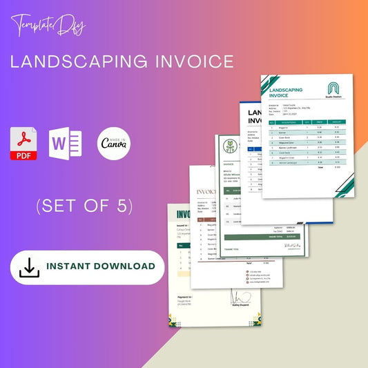 Landscaping Invoice Printable Template in PDF, Word, Excel