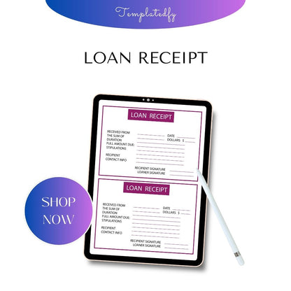 Loan Receipt Template Blank [Pdf, Excel & Word] (Pack of 5)