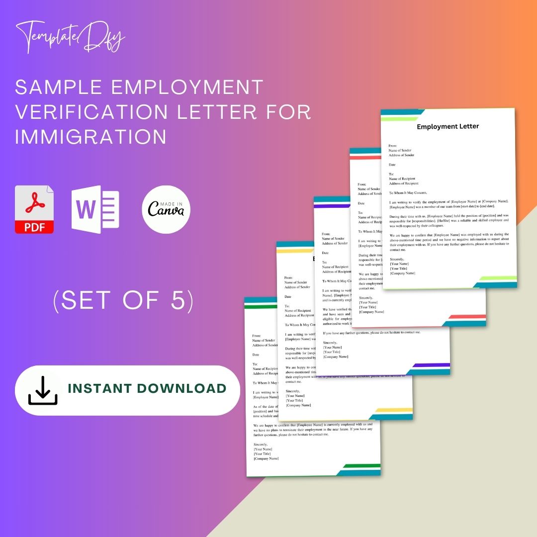 Employment Verification Letter For Immigration Sample Word Template1minute 1787