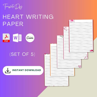 Heart Writing Paper Printable Template in PDF & Word