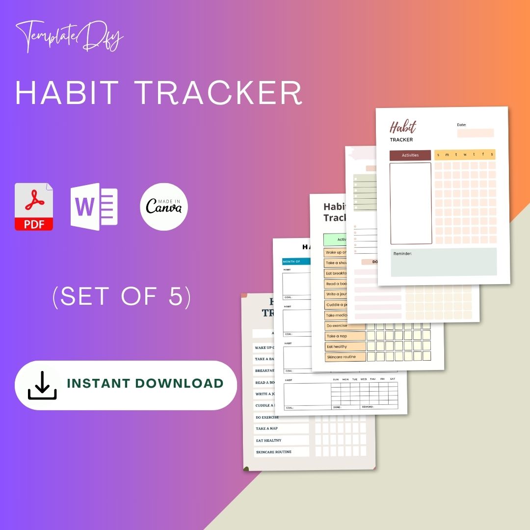 Habit Tracker Template Printable Blank PDF, Word & Excel