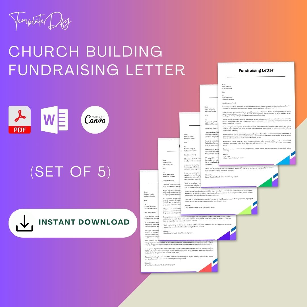 Church Building Fundraising Letter Sample with Example Word