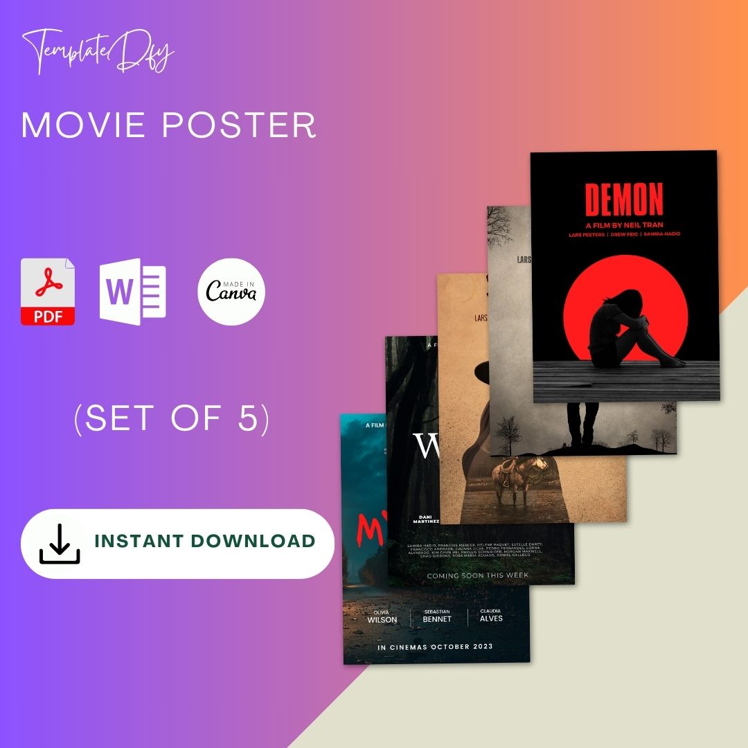 Movie Poster Template Printable in PDF & Word Editable