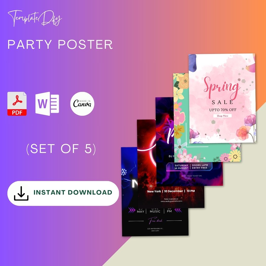 Party Poster Template Printable in PDF & Word Editable