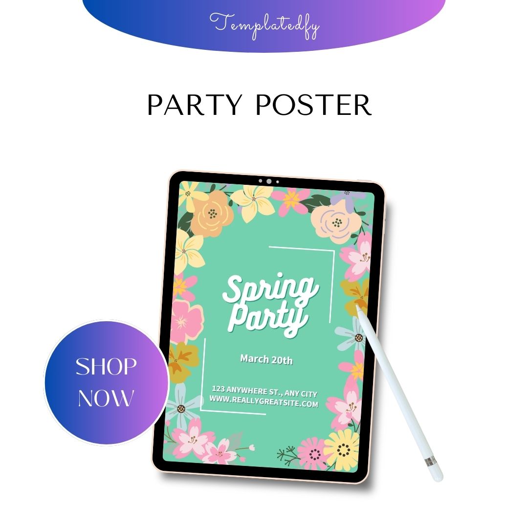 Party Poster Template Printable in PDF & Word Editable