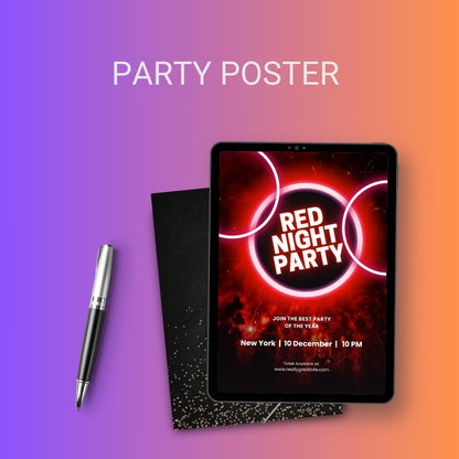 Party Poster Template Printable in PDF & Word Editable