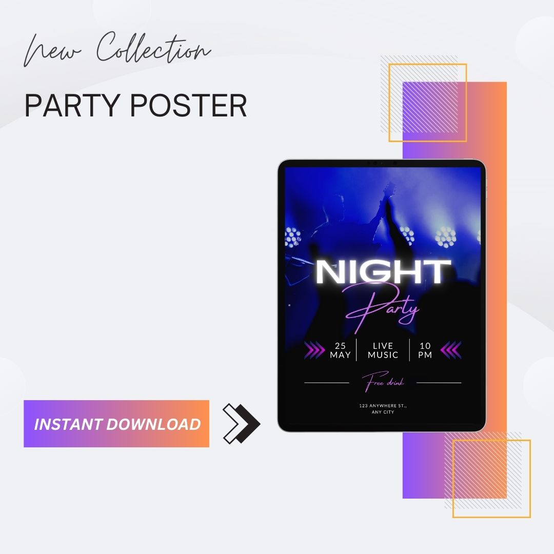 Party Poster Template Printable in PDF & Word Editable