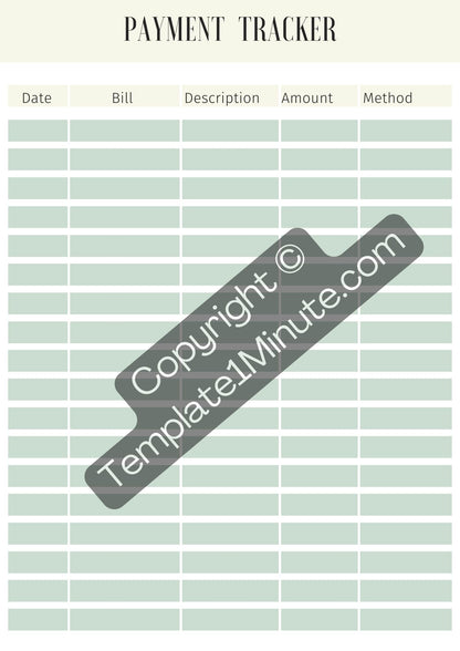 Payment Tracker Template Printable in PDF, Word & Excel