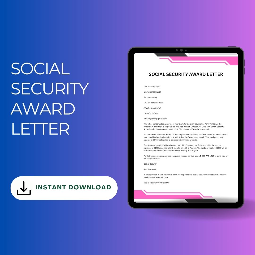 Social Security Award Letter Sample & Example [Word Editable