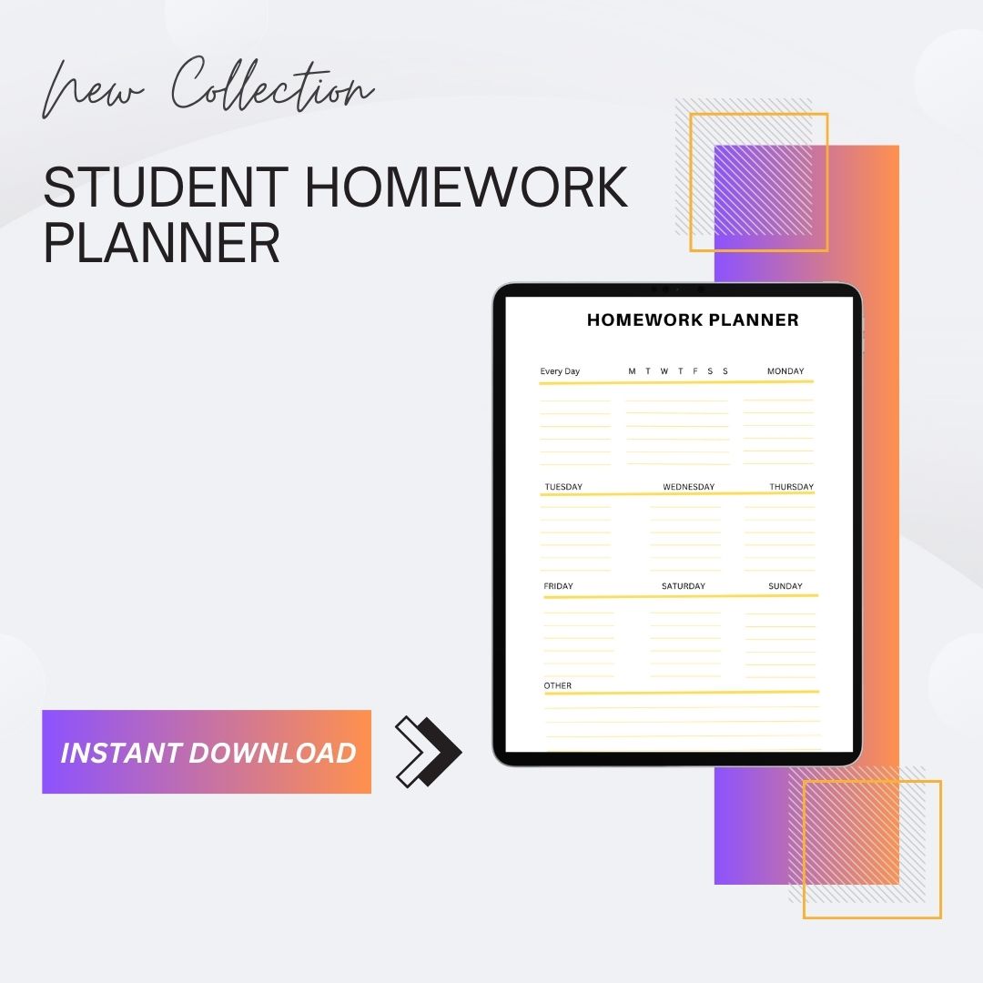 Student Homework Planner Template Printable [PDF Word Excel]
