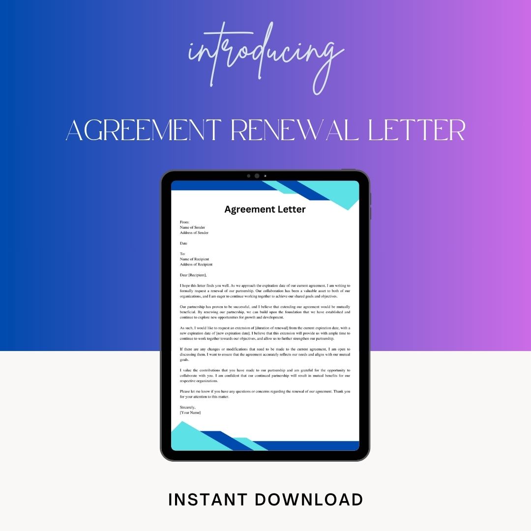 Letter for Renewal of Lease Agreement