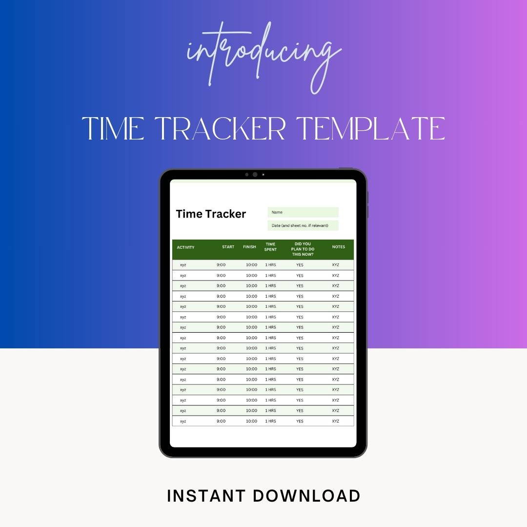 Time Tracker Template Printable in PDF, Word, Excel